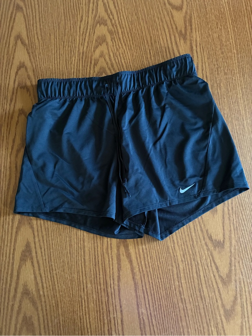 Nike Women's Black Athletic Shorts with White Swoosh